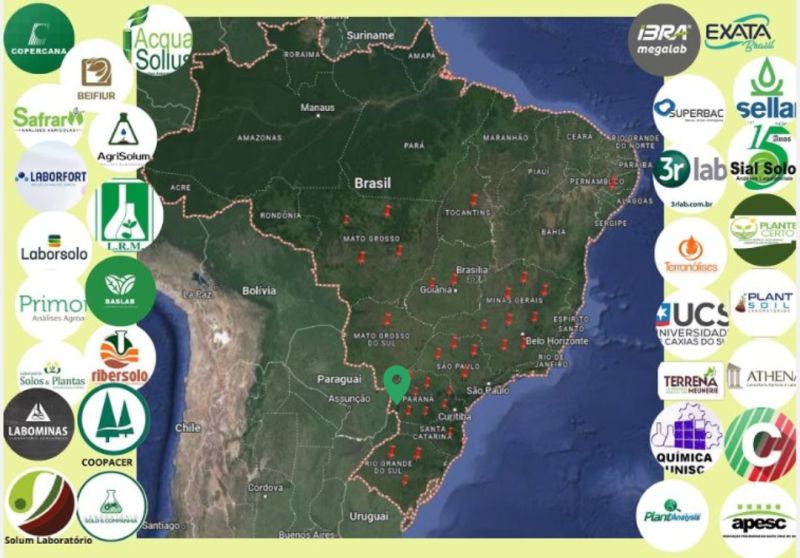 Mapa Laboratórios credenciados na BioAS
